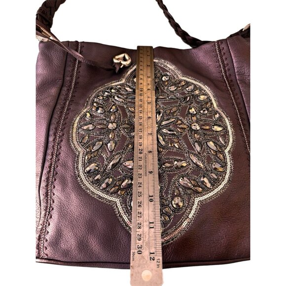 Brighton Handbag Hobo Soft Leather Beaded Bag NWOT Amethyst - Picture 8 of 16